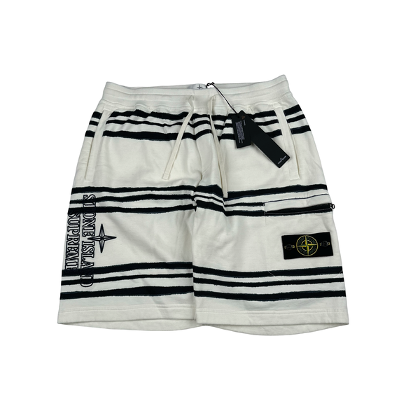 Stone Island x Supreme 2020 Striped Spellout Cotton Shorts - Medium