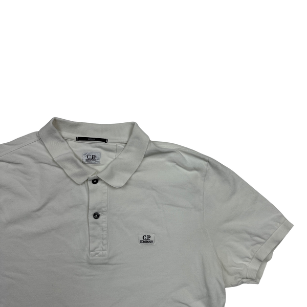 CP Company White Cotton Polo Shirt - XL