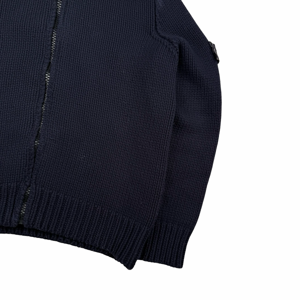 Stone Island 2004 Navy Wool Blend Heavyweight Knit Jumper - Large