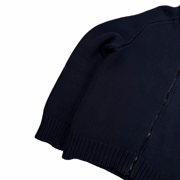 Stone Island 2004 Navy Wool Blend Heavyweight Knit Jumper - Large