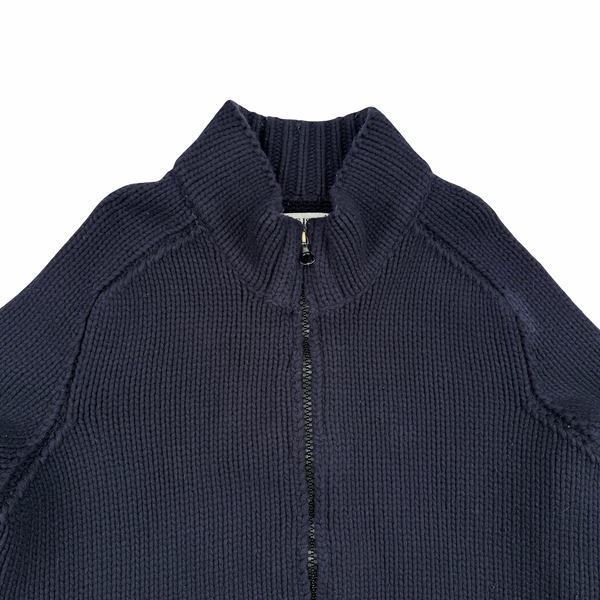 Stone Island 2004 Navy Wool Blend Heavyweight Knit Jumper - Large
