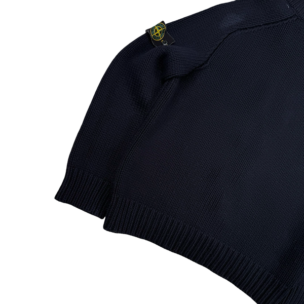 Stone Island 2004 Navy Wool Blend Heavyweight Knit Jumper - Large