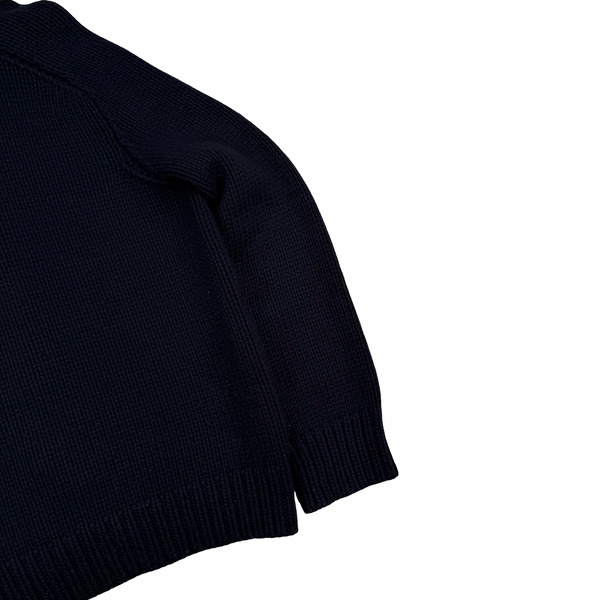 Stone Island 2004 Navy Wool Blend Heavyweight Knit Jumper - Large