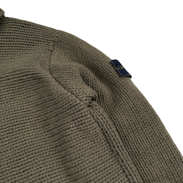 Stone Island AW/2001 khaki Heavyweight Wool Knit Zip Up Jumper - XL