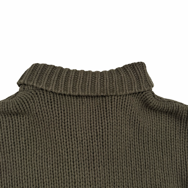 Stone Island AW/2001 khaki Heavyweight Wool Knit Zip Up Jumper - XL