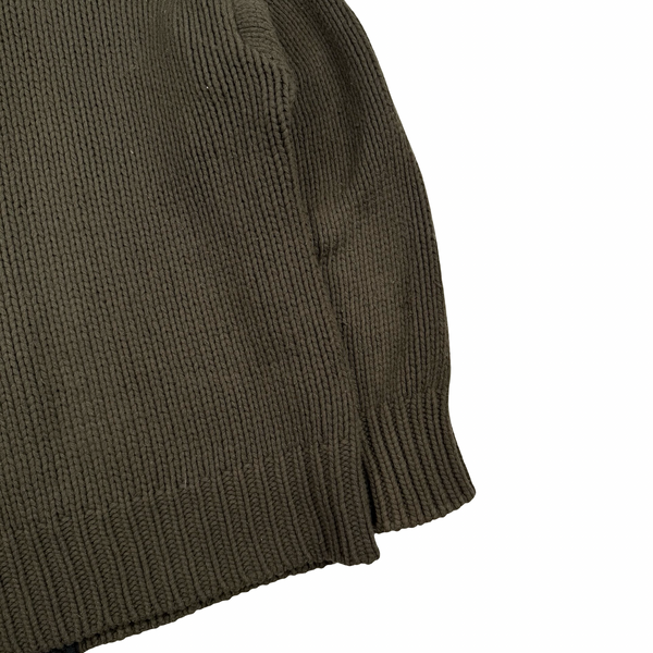 Stone Island AW/2001 khaki Heavyweight Wool Knit Zip Up Jumper - XL