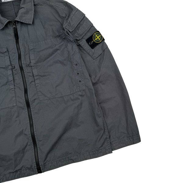 Stone Island 2023 Grey Cotton Full Zip Overshirt - Medium