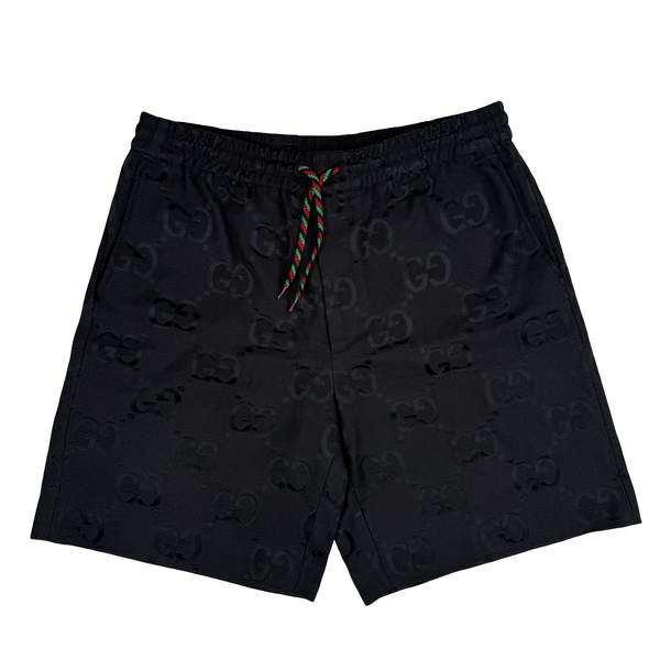 Gucci Black Jacquard Damask Logo Shorts - Large