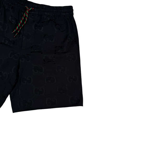 Gucci Black Jacquard Damask Logo Shorts - Large
