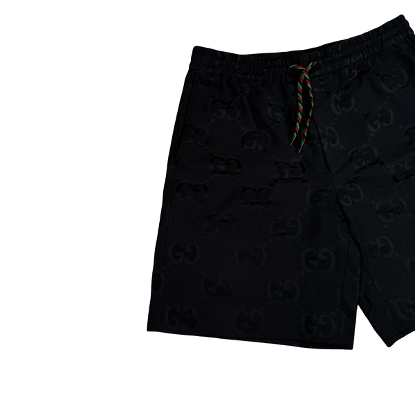 Gucci Black Jacquard Damask Logo Shorts - Large