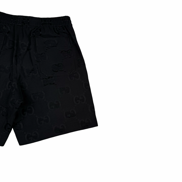 Gucci Black Jacquard Damask Logo Shorts - Large
