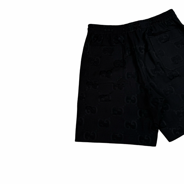 Gucci Black Jacquard Damask Logo Shorts - Large