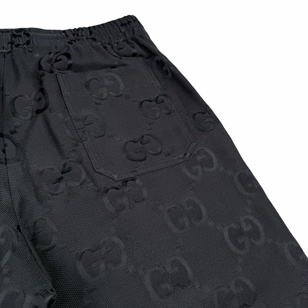 Gucci Black Jacquard Damask Logo Shorts - Large