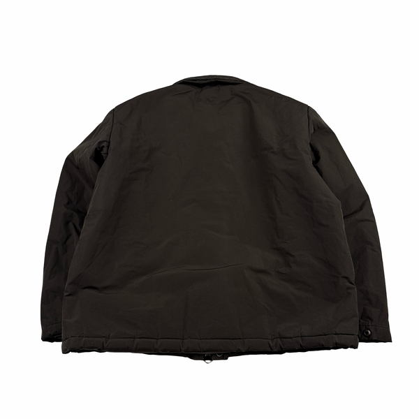 Prada Brown Coated Red Tab Nylon Quilted Jacket - Large