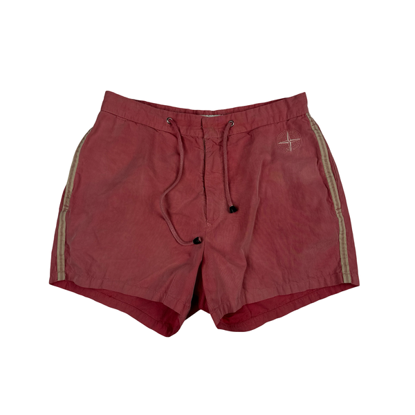 Stone Island 90s Pink Compass Vintage Swim Shorts - Small