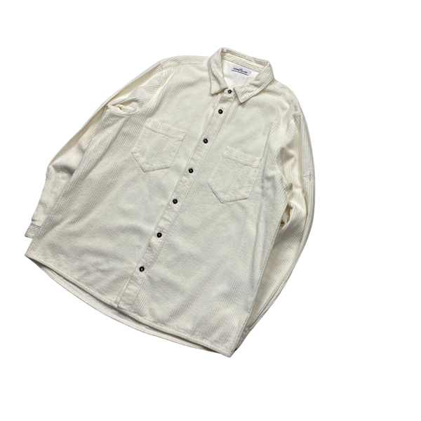 Stone Island White Jumbo Cord Shirt - 3XL