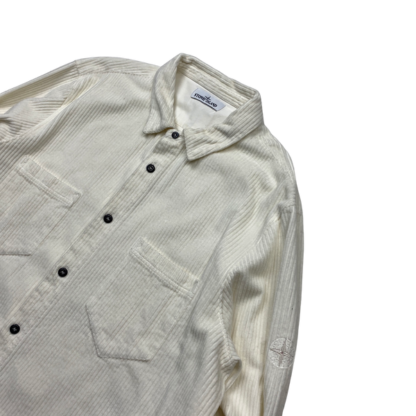 Stone Island White Jumbo Cord Shirt - 3XL