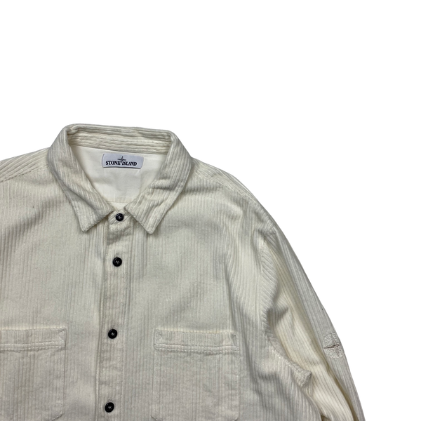 Stone Island White Jumbo Cord Shirt - 3XL