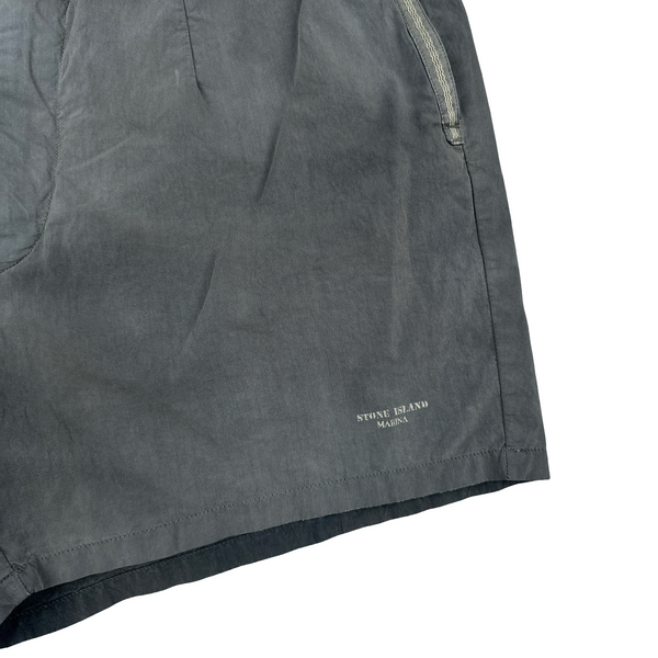 Stone Island Marina 90s Grey Spellout Vintage Swim Shorts - Small