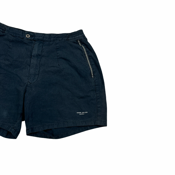 Stone Island Marina 90s Navy Spellout Vintage Swim Shorts - XS
