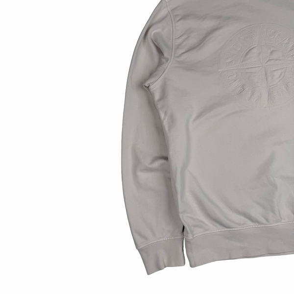 Stone Island Pale Pink Cotton Crewneck  Embossed and Embroidered Spellout Sweatshirt - XL
