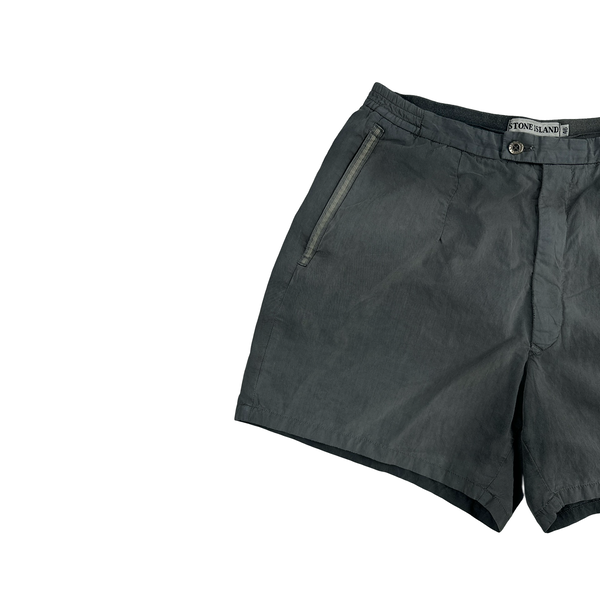 Stone Island Marina 90s Grey Spellout Vintage Swim Shorts - Small