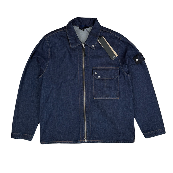Stone Island 2026 Denim Research Zip Shirt - Medium