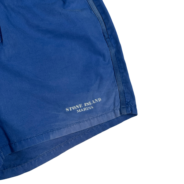 Stone Island Marina 1993 Blue Spellout Vintage Swim Shorts - Large