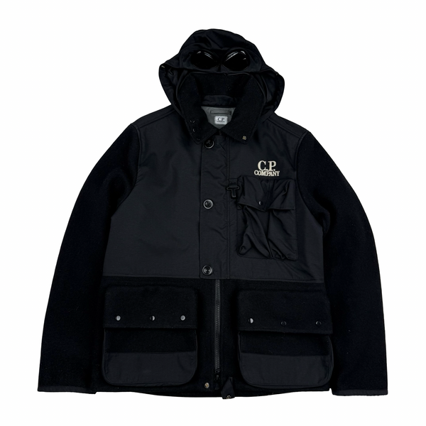 CP Company Black Wool Goggle Duffle Jacket - Small