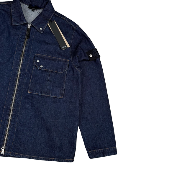Stone Island 2026 Denim Research Zip Shirt - Medium