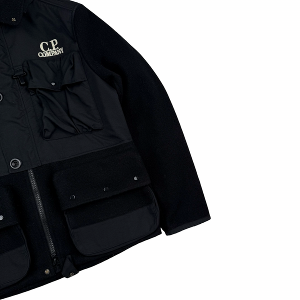CP Company Black Wool Goggle Duffle Jacket - Small