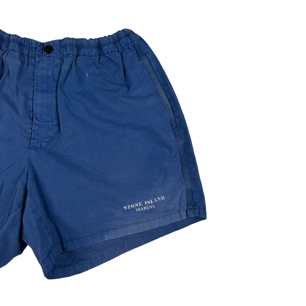 Stone Island Marina 1993 Blue Spellout Vintage Swim Shorts - Large