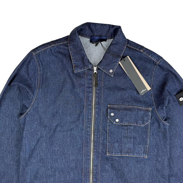 Stone Island 2026 Denim Research Zip Shirt - Medium