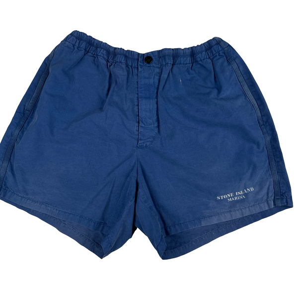 Stone Island Marina 1993 Blue Spellout Vintage Swim Shorts - Large