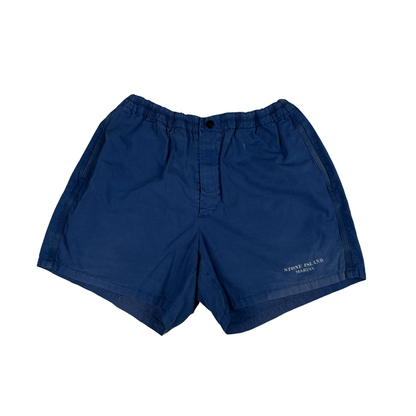 Stone Island Marina 1993 Blue Spellout Vintage Swim Shorts - Large