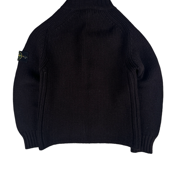 Stone Island 2001 Burgundy Heavyweight Knitted Jumper - Small