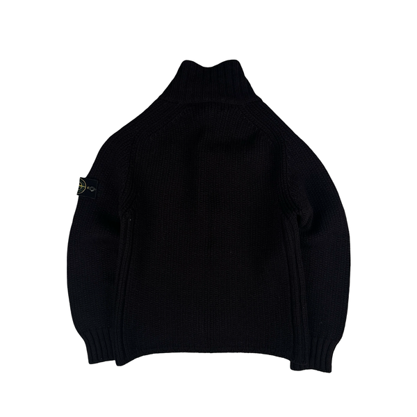 Stone Island 2001 Burgundy Heavyweight Knitted Jumper - Small