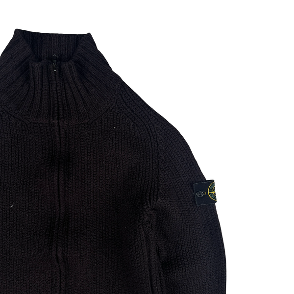 Stone Island 2001 Burgundy Heavyweight Knitted Jumper - Small