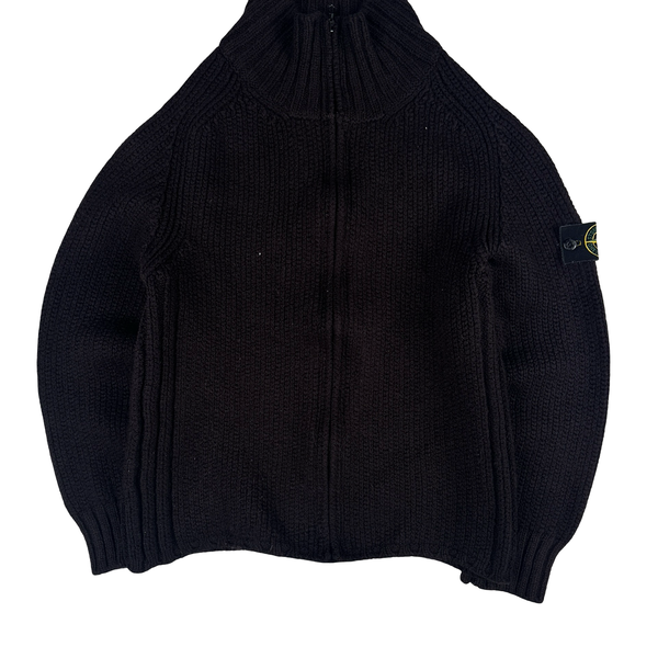 Stone Island 2001 Burgundy Heavyweight Knitted Jumper - Small