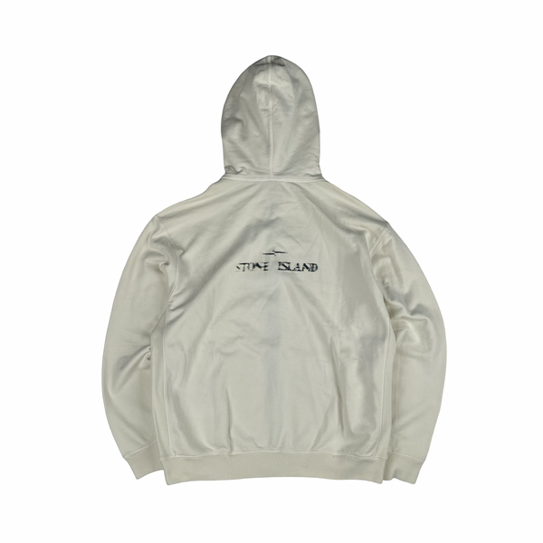 Stone Island 2026 Cream Faded Spellout Zipped Hooded Jumper - Large