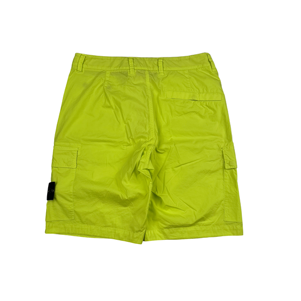 Stone Island 2016 Neon Yellow Cotton Cargo Shorts - 31"