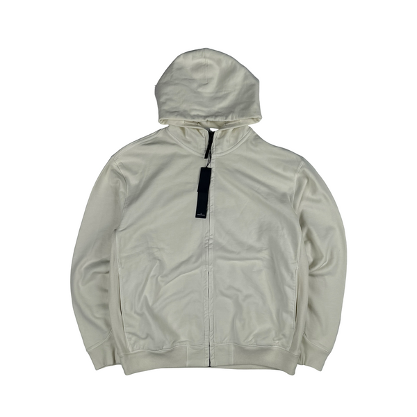 Stone Island 2026 Cream Faded Spellout Zipped Hooded Jumper - Large