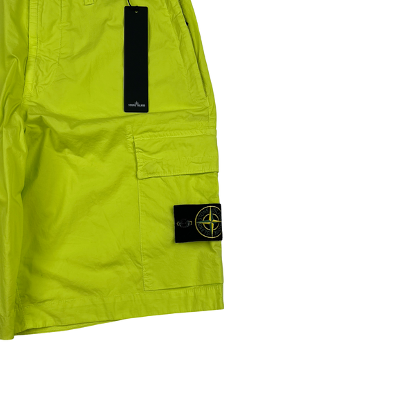 Stone Island 2016 Neon Yellow Cotton Cargo Shorts - 31"