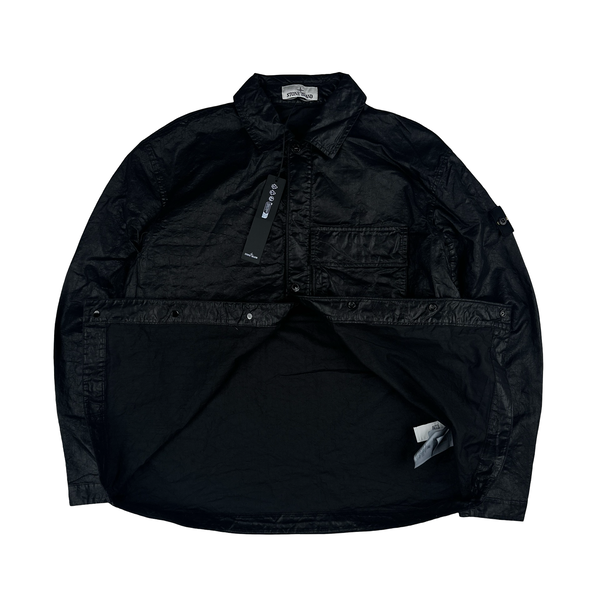 Stone Island 2026 Black Organic-Look Nylon Panama TC Jacket - Large