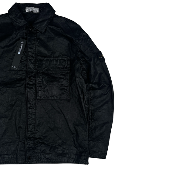 Stone Island 2026 Black Organic-Look Nylon Panama TC Jacket - Large
