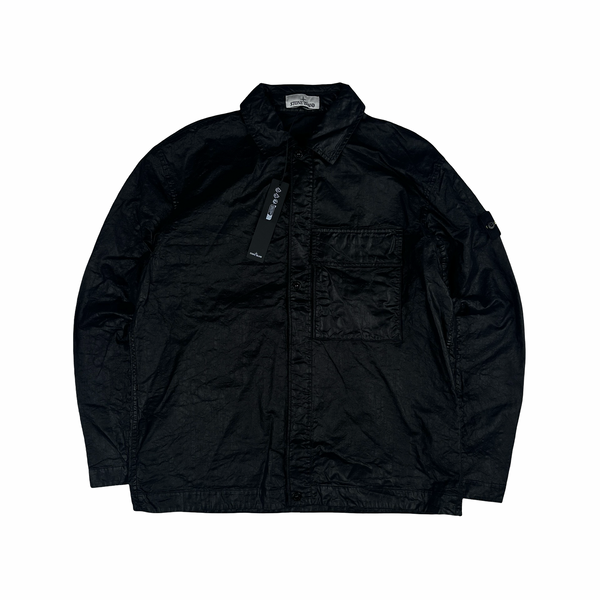 Stone Island 2026 Black Organic-Look Nylon Panama TC Jacket - Large