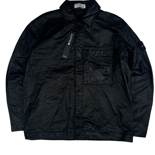 Stone Island 2026 Black Organic-Look Nylon Panama TC Jacket - Large