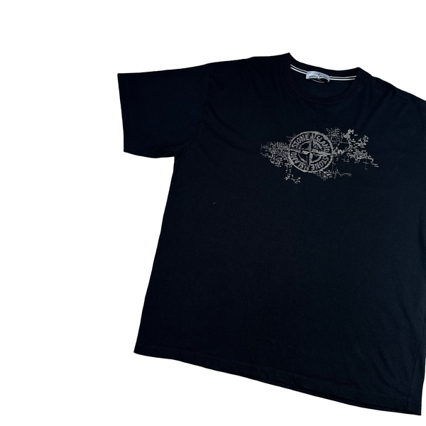 Stone Island Black Spellout Logo T Shirt - 3XL