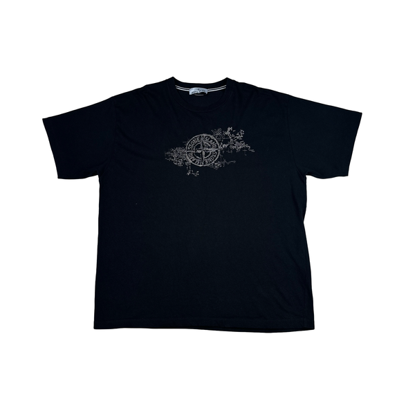 Stone Island Black Spellout Logo T Shirt - 3XL