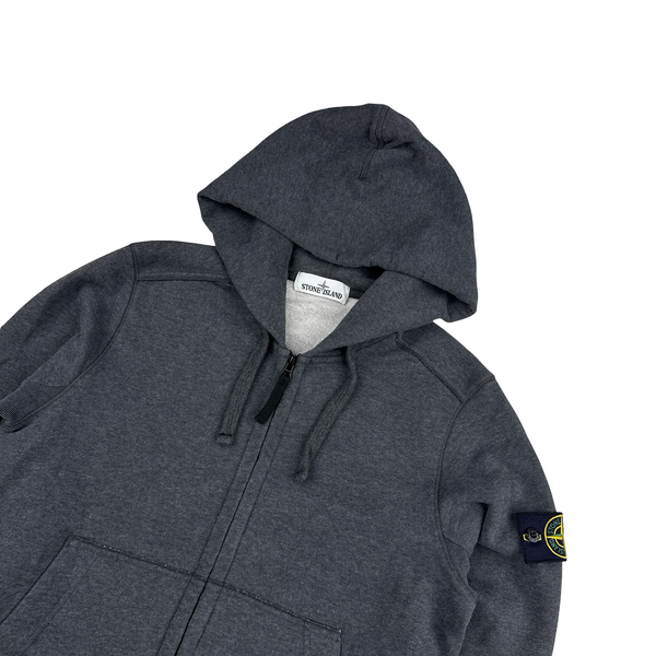 Stone Island 2018 Charcoal Zipped Cotton Hoodie - Small